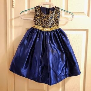 Crayon Kids beautiful navy silky dress 3T